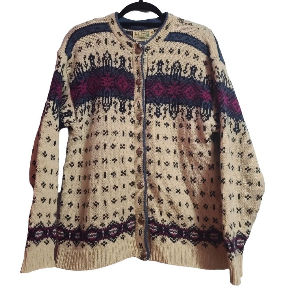 Vintage LL Bean Wool Blend Long sleeve button up sweater size medium
